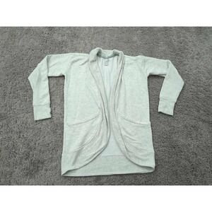 Athleta Girl Cardigan Teens Girls Large Gray Sweater Open Front‎ Fleece Pockets